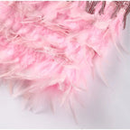 Mini Dress Women Fitted Bodycon Feather Embellished