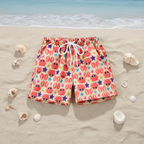 Kids tropical print swim shorts quick-dry elastic waistband above knee