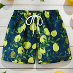 Kids tropical print swim shorts quick-dry elastic waistband above knee