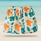 Kids tropical print swim shorts quick-dry elastic waistband above knee