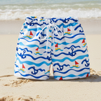 Kids tropical print swim shorts quick-dry elastic waistband above knee