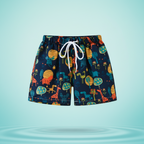 Kids tropical print swim shorts quick-dry elastic waistband above knee