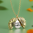 Women gold sun pendant necklace You Are My Sunshine delicate design