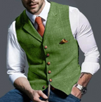 Men's slim fit dress vest with notch lapel and button-down front
