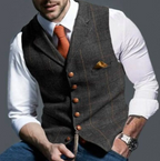 Men's vintage vest with button front and adjustable back strap, regular fit