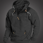 Men quarter zip hoodie with kangaroo pocket relaxed fit