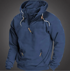 Men quarter zip hoodie with kangaroo pocket relaxed fit