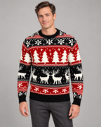 Mens Christmas Jumper Fair Isle Reindeer Festive Knitwear Pattern