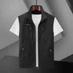 Men's multi-pocket utility vest, breathable sleeveless summer travel vest