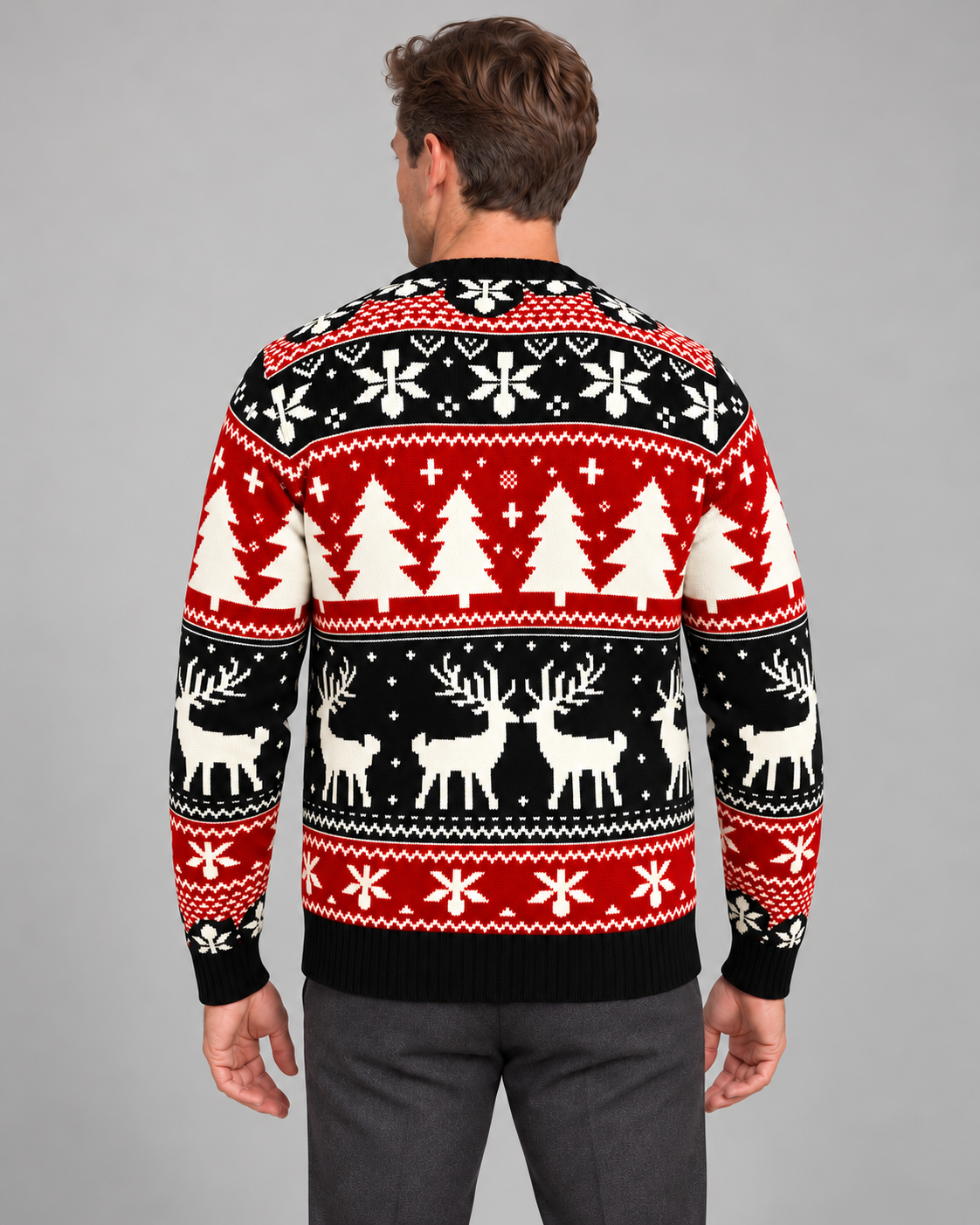 Mens Christmas Jumper Fair Isle Reindeer Festive Knitwear Pattern