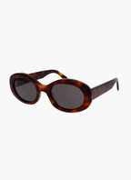 Women oval vintage UV400 sunglasses in black tortoise and cream