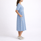 Striped midi dress with relaxed fit, lightweight everyday women's dress