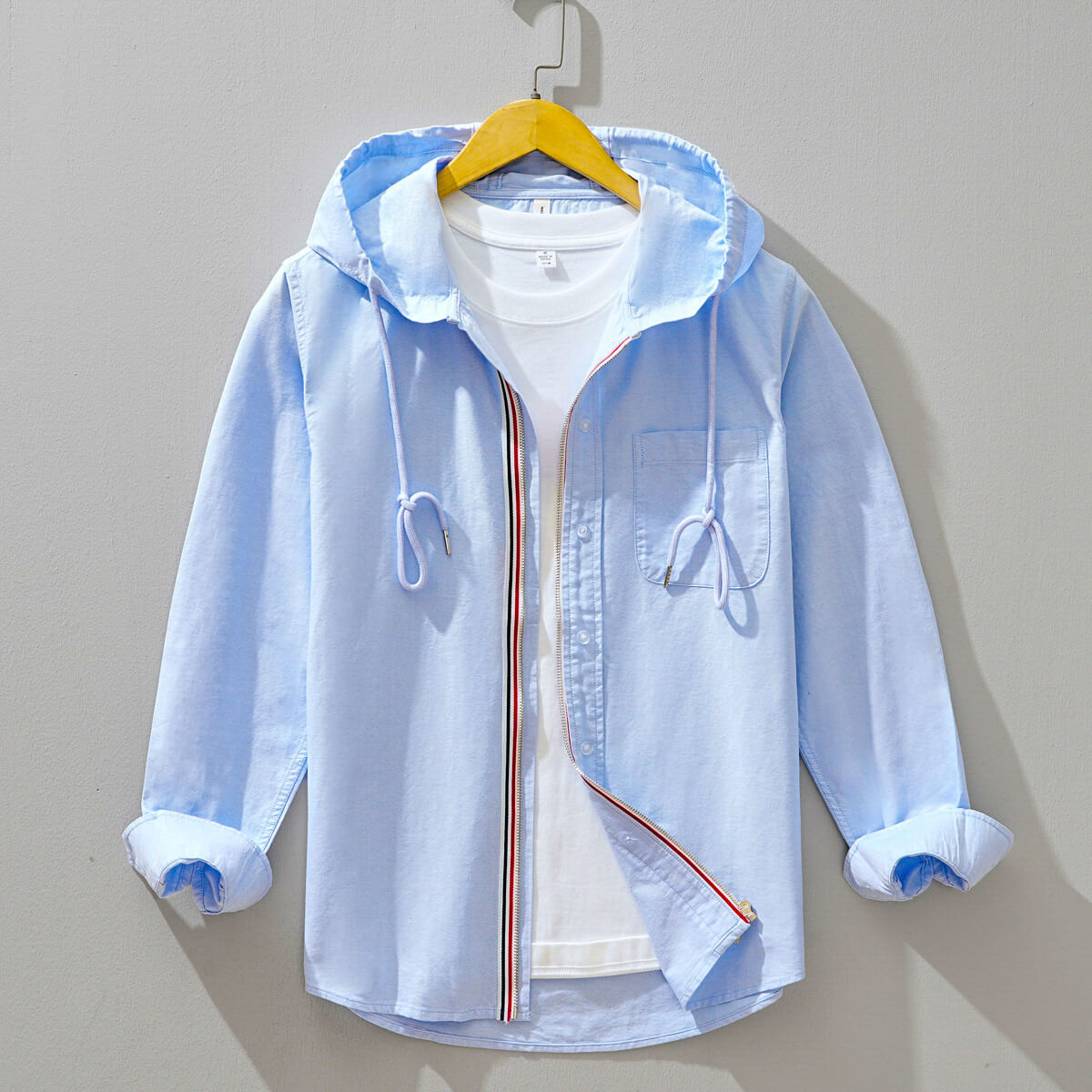 Men Egyptian cotton hooded jacket relaxed tailored fit utility style