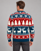 Mens Christmas Jumper Fair Isle Reindeer Festive Knitwear Pattern