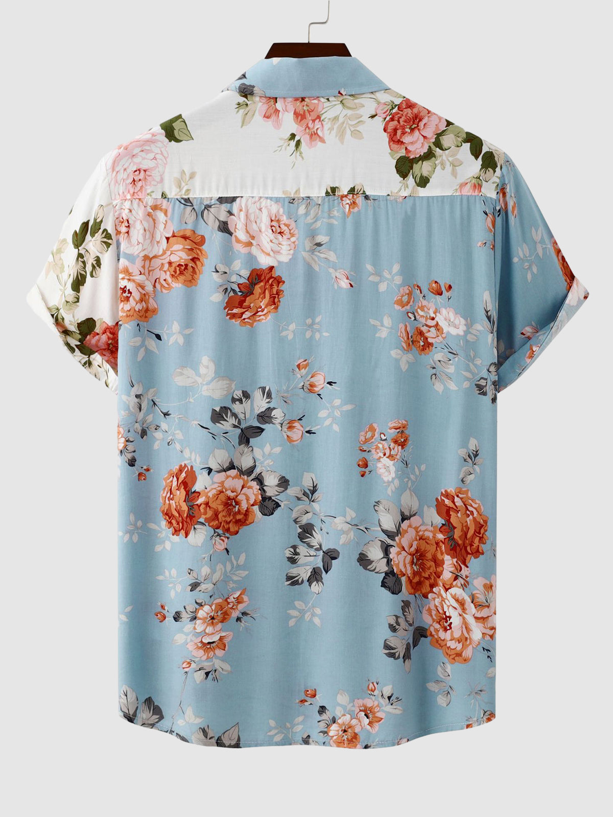 Men's floral shirt short sleeve button-up, casual and semi-formal printed top