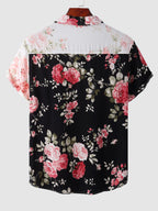 Men's floral shirt short sleeve button-up, casual and semi-formal printed top