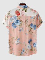 Men's floral shirt short sleeve button-up, casual and semi-formal printed top