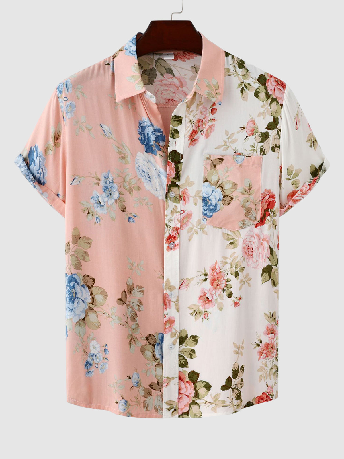 Men's floral shirt short sleeve button-up, casual and semi-formal printed top