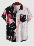 Men's floral shirt short sleeve button-up, casual and semi-formal printed top