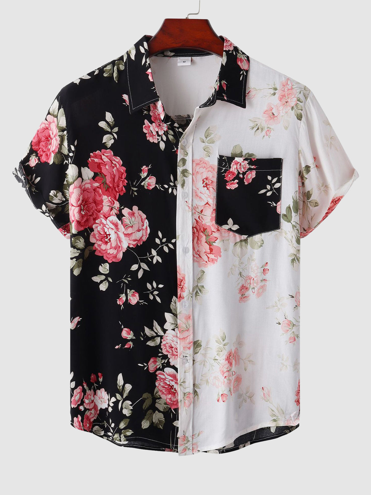 Men's floral shirt short sleeve button-up, casual and semi-formal printed top