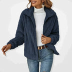 Women fluffy cardigan long sleeve wide oversized collar cozy knit