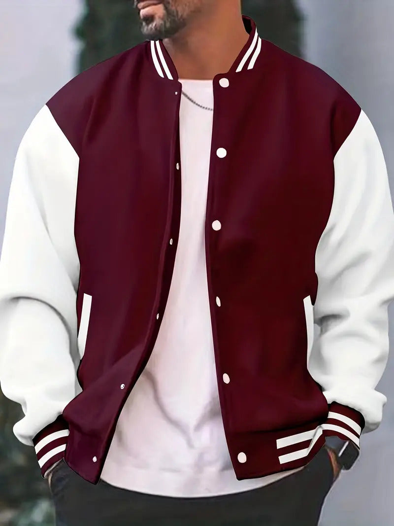 Men's lightweight bomber jacket button-up baseball jacket in multiple colors