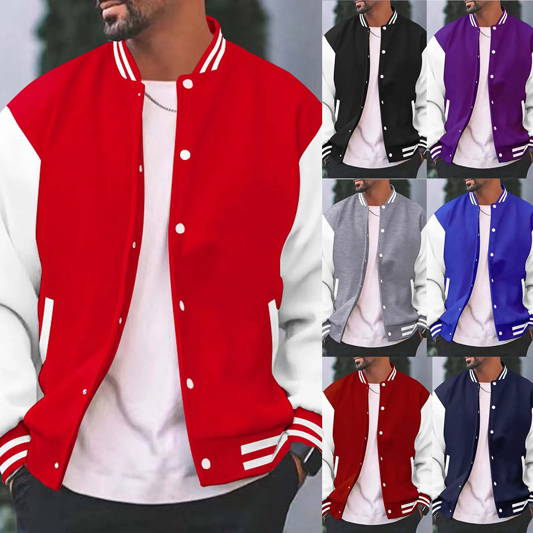 Men's lightweight bomber jacket button-up baseball jacket in multiple colors