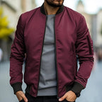 Men bomber jacket zip up streetwear stand collar in multiple colors