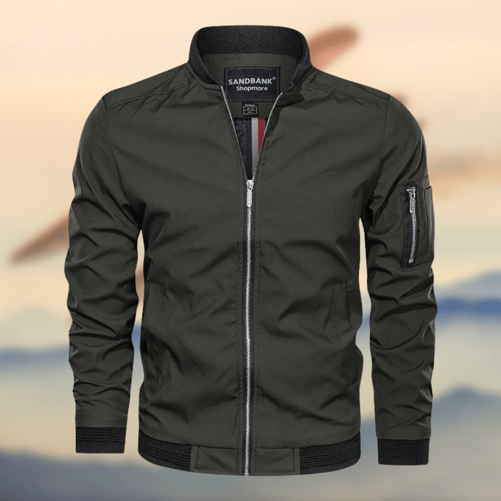 Men zip up slim fit windproof bomber jacket in multiple colours