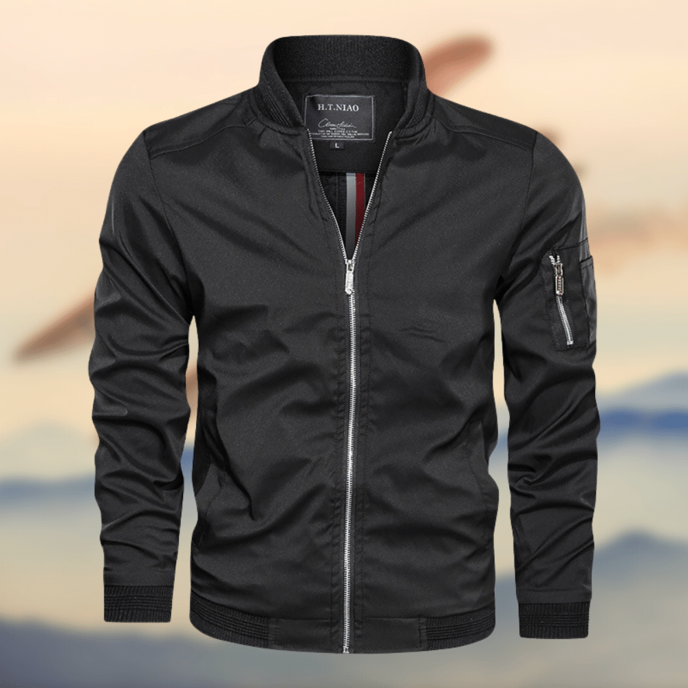 Men zip up slim fit windproof bomber jacket in multiple colours