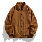 Men oversized retro bomber jacket with button front in dark grey brown and black
