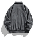 Men oversized retro bomber jacket with button front in dark grey brown and black