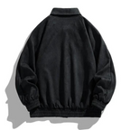 Men oversized retro bomber jacket with button front in dark grey brown and black