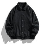Men oversized retro bomber jacket with button front in dark grey brown and black