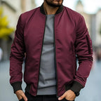 Men bomber jacket zip up casual slim fit in multiple colors