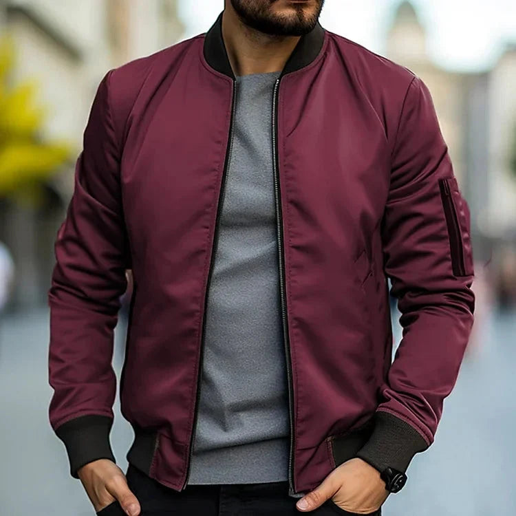 Men bomber jacket zip up casual slim fit in multiple colors