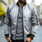 Men bomber jacket zip up casual slim fit in multiple colors