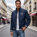 Men bomber jacket lightweight zip up slim fit with ribbed cuffs