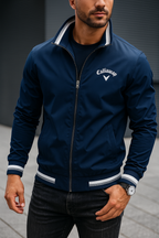 Men bomber jacket lightweight zip up slim fit with ribbed cuffs