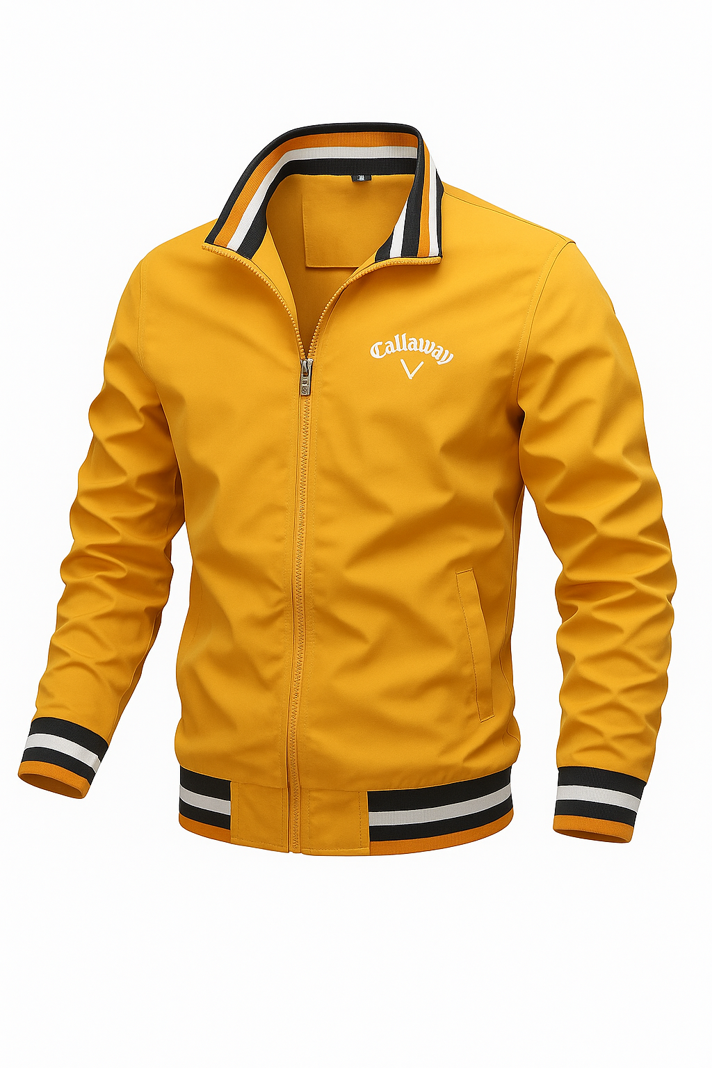 Men bomber jacket lightweight zip up slim fit with ribbed cuffs