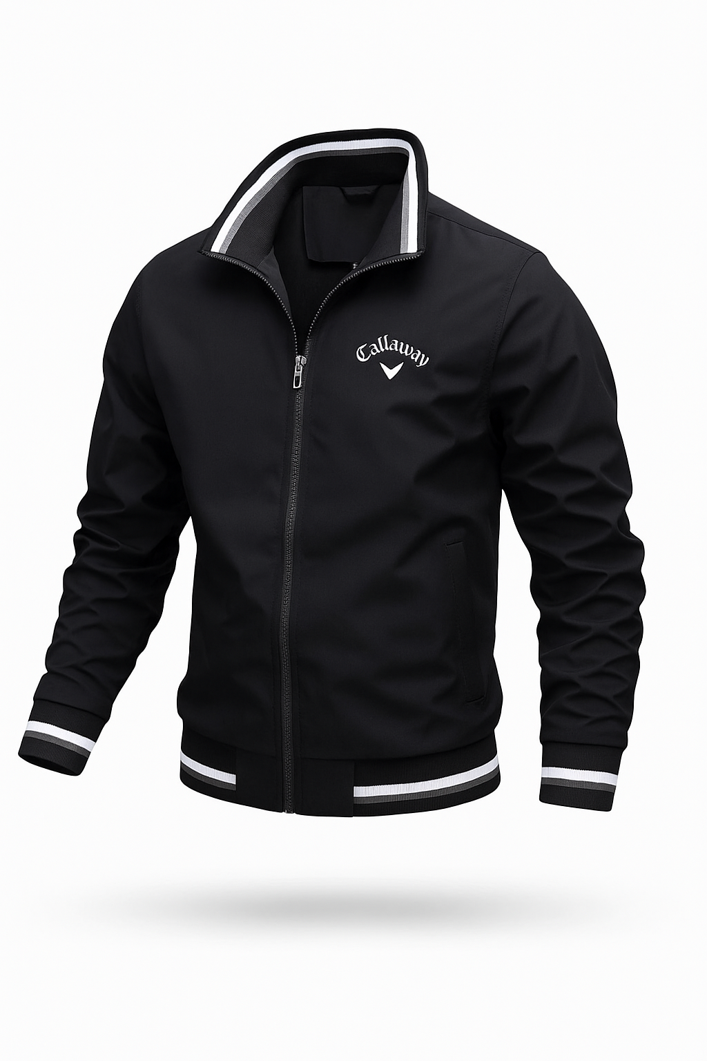 Men bomber jacket lightweight zip up slim fit with ribbed cuffs