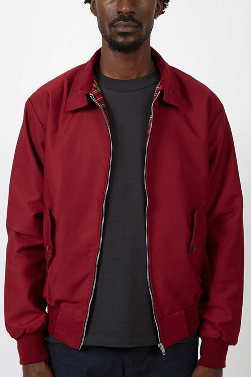 Men bomber jacket zip up Harrington style with ribbed cuffs and inner pocket