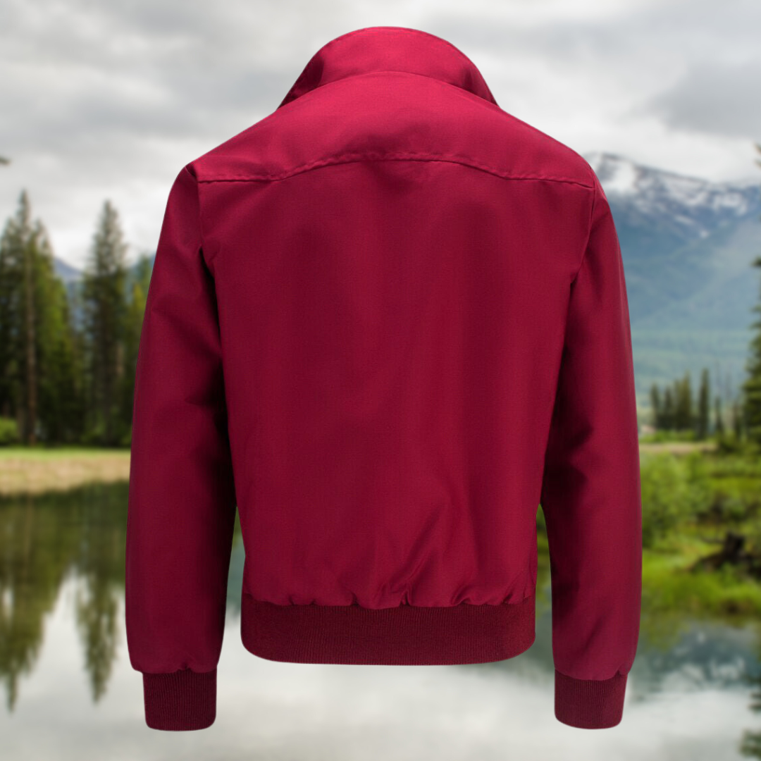 Men bomber jacket zip up Harrington style with ribbed cuffs and inner pocket