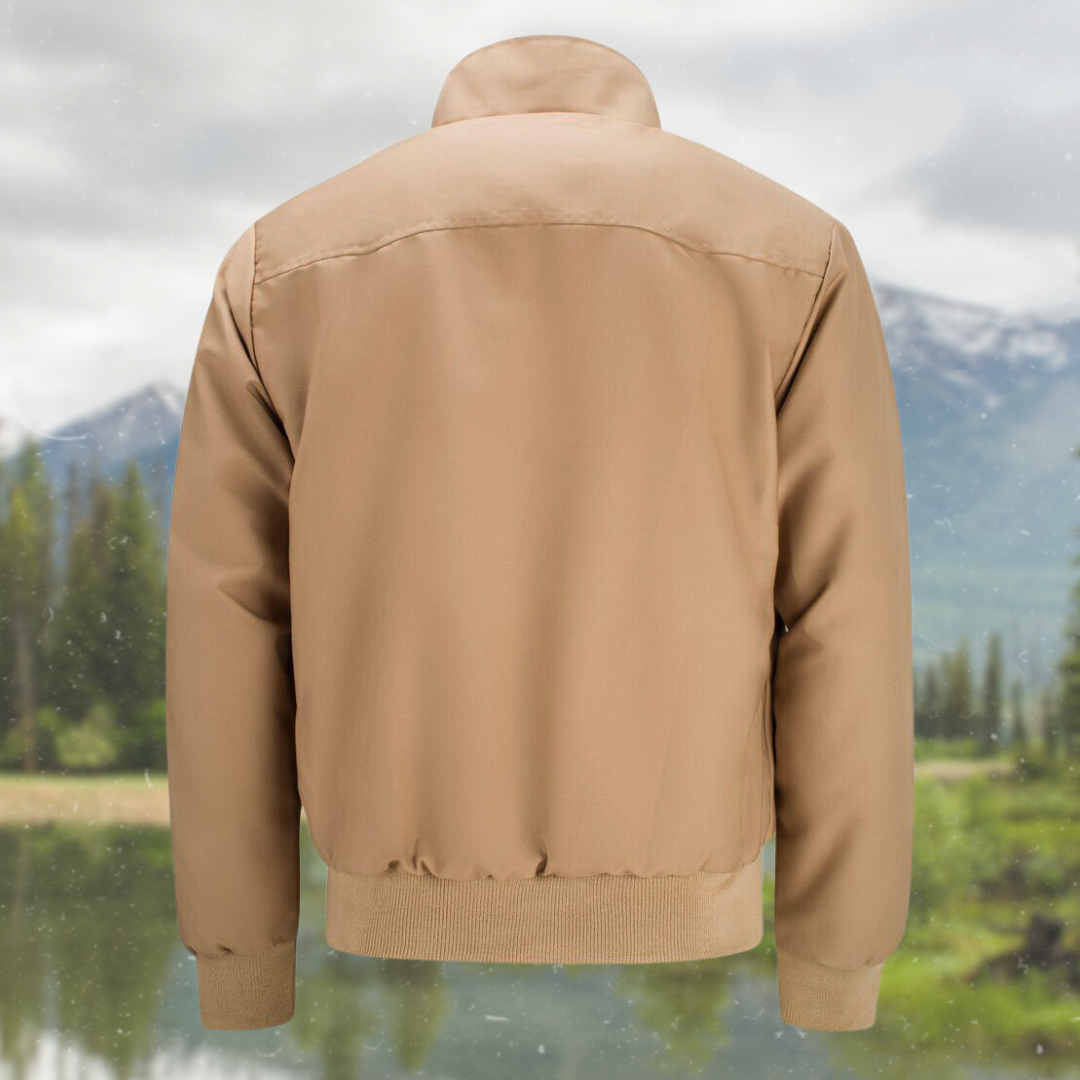 Men bomber jacket zip up Harrington style with ribbed cuffs and inner pocket