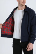 Men bomber jacket zip up Harrington style with ribbed cuffs and inner pocket