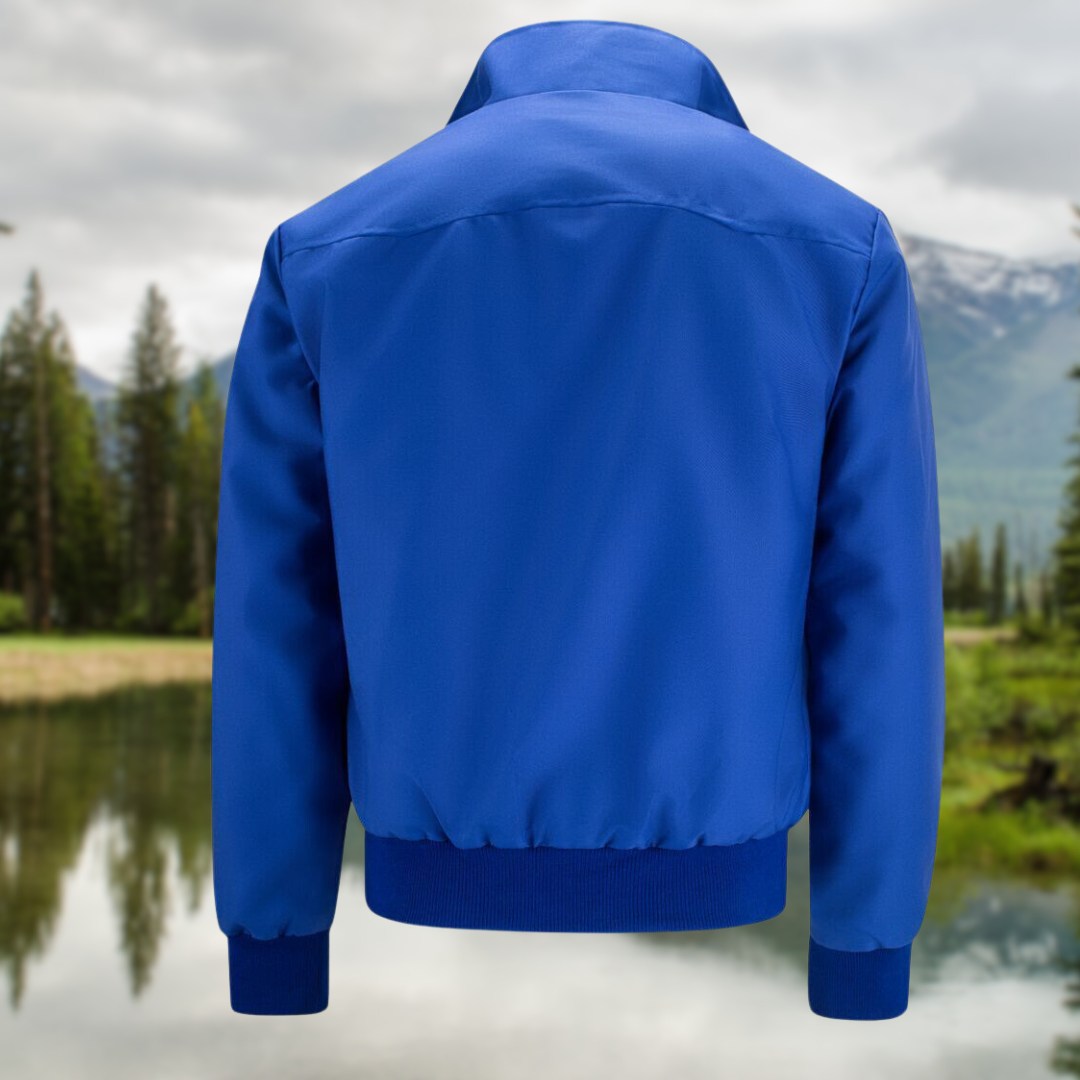 Men bomber jacket zip up Harrington style with ribbed cuffs and inner pocket