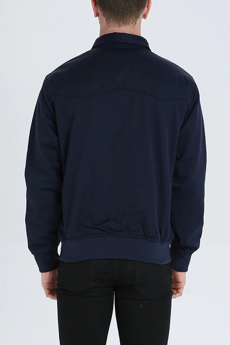 Men bomber jacket zip up Harrington style with ribbed cuffs and inner pocket