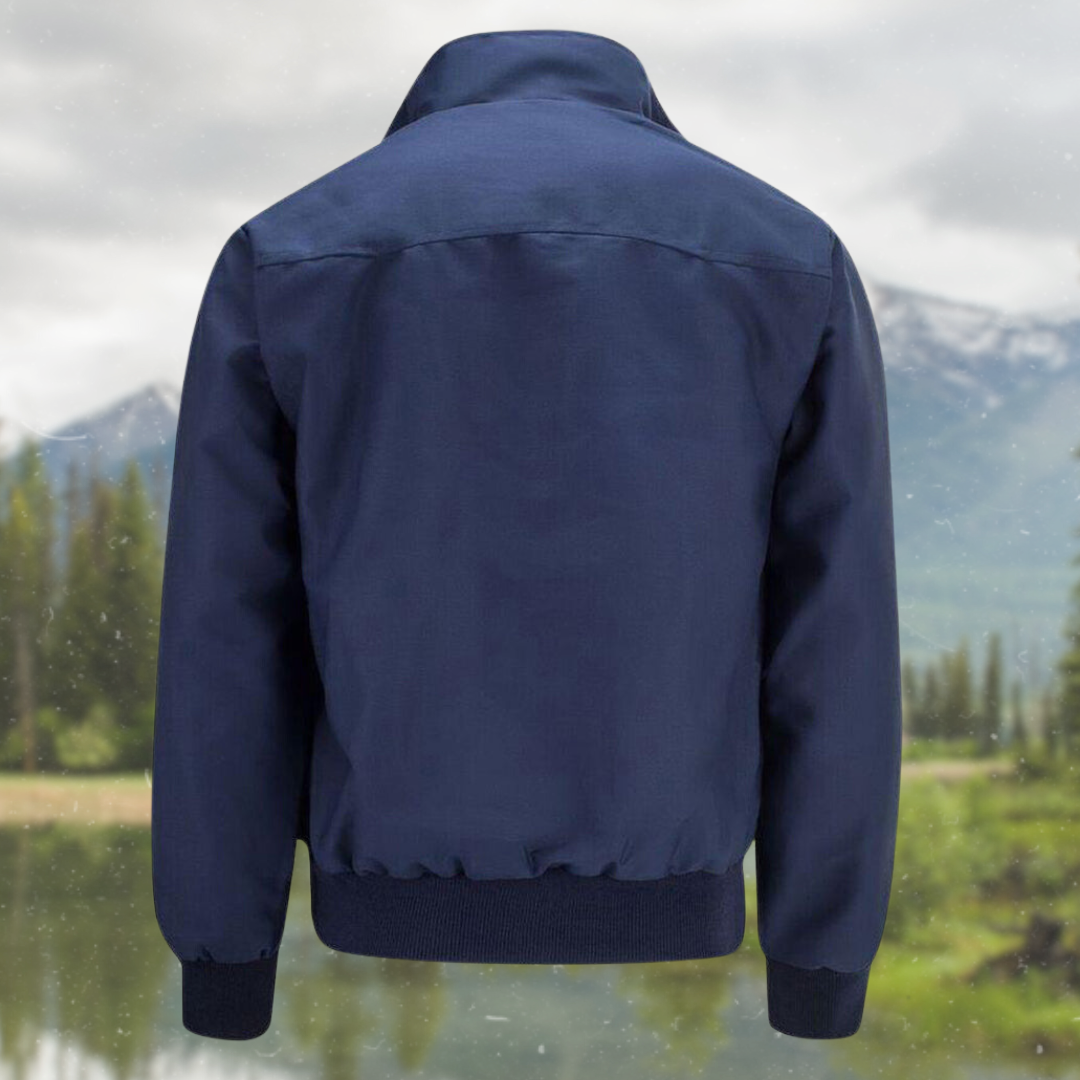 Men bomber jacket zip up Harrington style with ribbed cuffs and inner pocket