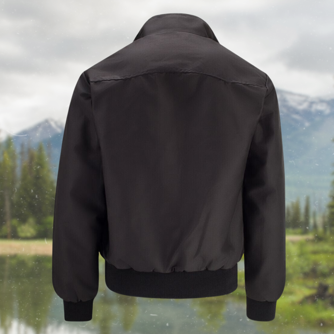 Men bomber jacket zip up Harrington style with ribbed cuffs and inner pocket