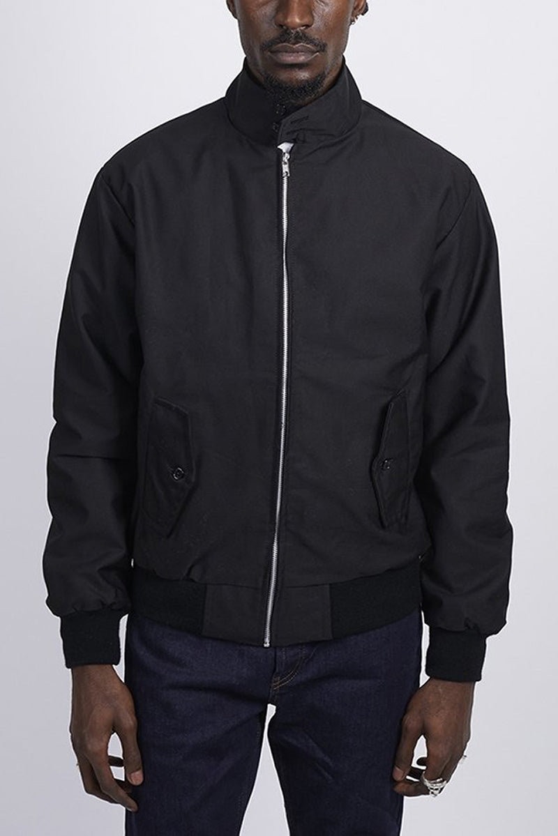 Men bomber jacket zip up Harrington style with ribbed cuffs and inner pocket
